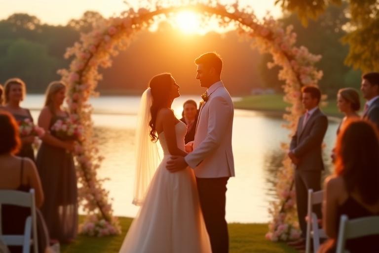 Events: Elegante Hochzeitszeremonie am Seeufer